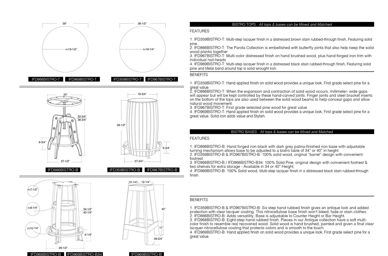 Bistro Tables Tops and Bases f19 - Image 2